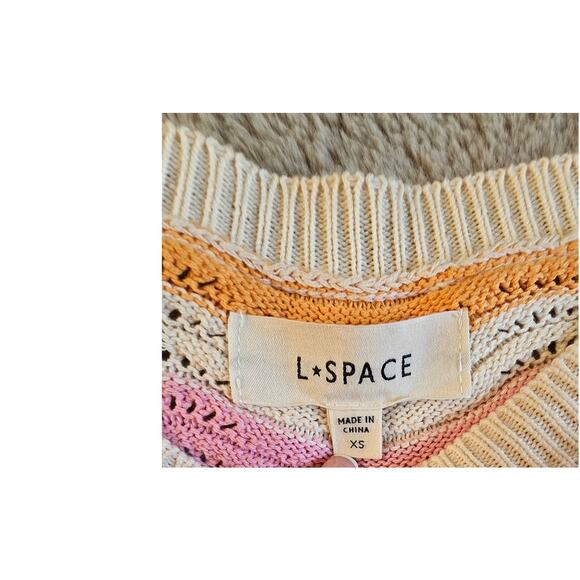 L Space Make Waves Knit Sweater Top, Orange Purple Cream, Womens Sz XS - Picture 7 of 9